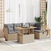 Set sofás jardín y cojines 6 pzas ratán sintético acacia beige