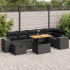 Set sofás jardín y cojines 5 pzas ratán sintético acacia