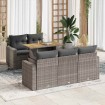 Set de muebles de jardín 6 pzas y cojines ratán sintético gris
