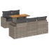 Set de muebles de jardín 6 pzas y cojines ratán sintético