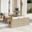 Juego de sofás jardín con cojines 6 pzas ratán sintético beige