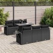 Set de sofás de jardín 7 pzas con cojines ratán sintético negro