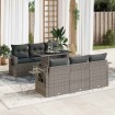 Set de sofás de jardín 7 pzas con cojines ratán sintético gris