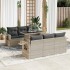 Set de sofás de jardín 7 pzas con cojines ratán PE gris