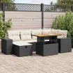Set sofás jardín y cojines 8 pzas ratán sintético acacia negro