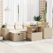 Set sofás jardín y cojines 8 pzas ratán sintético acacia beige