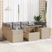 Set sofás de jardín 7 piezas y cojines ratán sintético beige