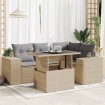 Juego de sofás jardín con cojines 5 pzas ratán sintético beige