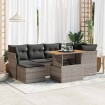 Set de sofás de jardín 7 pzas con cojines ratán sintético gris
