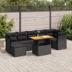 Set de sofás de jardín y cojines 8 piezas ratán sintético negro