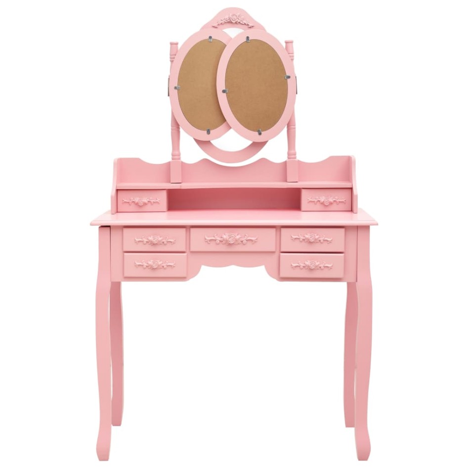 Tocador con taburete y espejo triple plegable