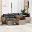 Set de sofás de jardín 7 pzas con cojines ratán sintético gris