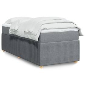 Cama box spring con colchón tela gris claro 80x200