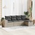 Set de sofás jardín y cojines 5 pzas ratán sintético gris
