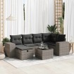 Set de sofás de jardín 7 pzas con cojines ratán sintético gris