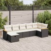 Set de sofás de jardín 7 pzas con cojines ratán sintético negro