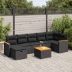 Set de sofás de jardín y cojines 8 piezas ratán sintético negro