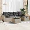 Set de sofás de jardín 6 pzas y cojines ratán sintético gris