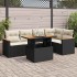 Set sofás jardín y cojines 6 pzas ratán sintético acacia