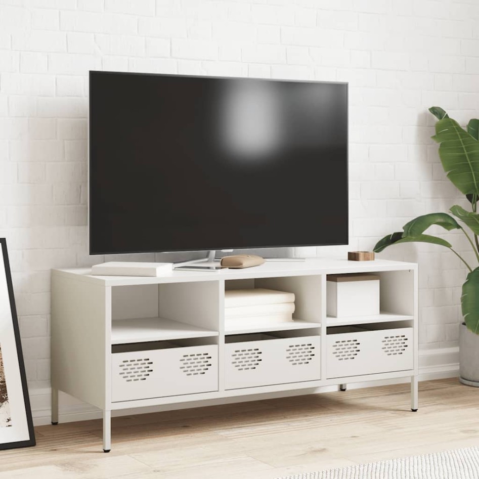 Mueble para TV acero laminado en frío blanco 101,5x39x43,5