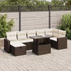 Set sofás de jardín 8 piezas y cojines ratán sintético marrón