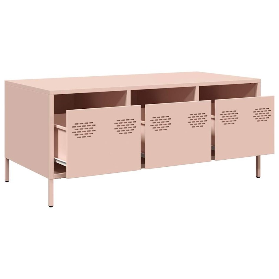 Mesa de centro acero laminado en frío rosa 101,5x50x43,5