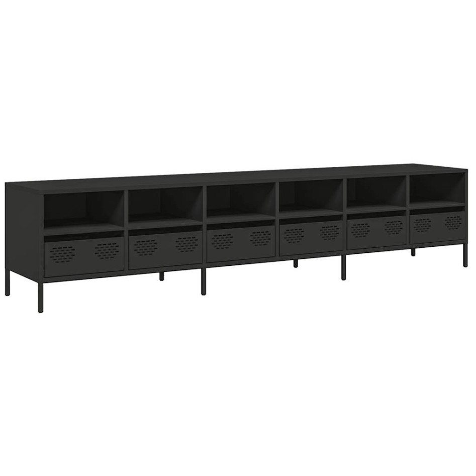 Mueble para TV acero laminado en frío negro 202x39x43,5