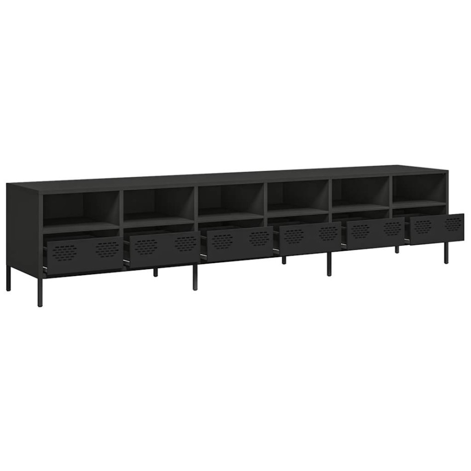 Mueble para TV acero laminado en frío negro 202x39x43,5