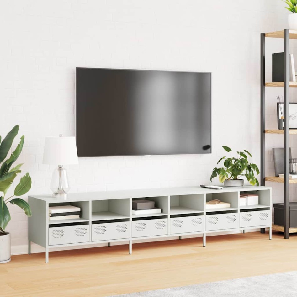 Mueble para TV acero laminado en frío blanco 202x39x43,5