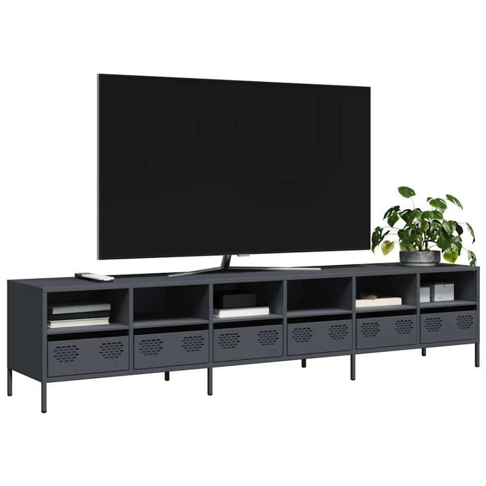 Mueble de TV acero laminado en frío antracita 202x39x43,5