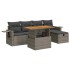 Set sofás jardín y cojines 6 pzas ratán sintético acacia