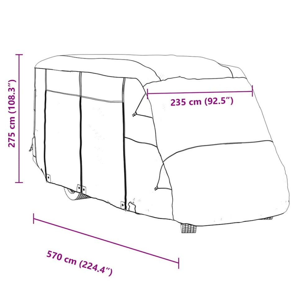 Fundas para autocaravanas tela no tejida gris 570x235x275