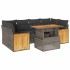 Set sofás jardín y cojines 7 pzas ratán sintético acacia