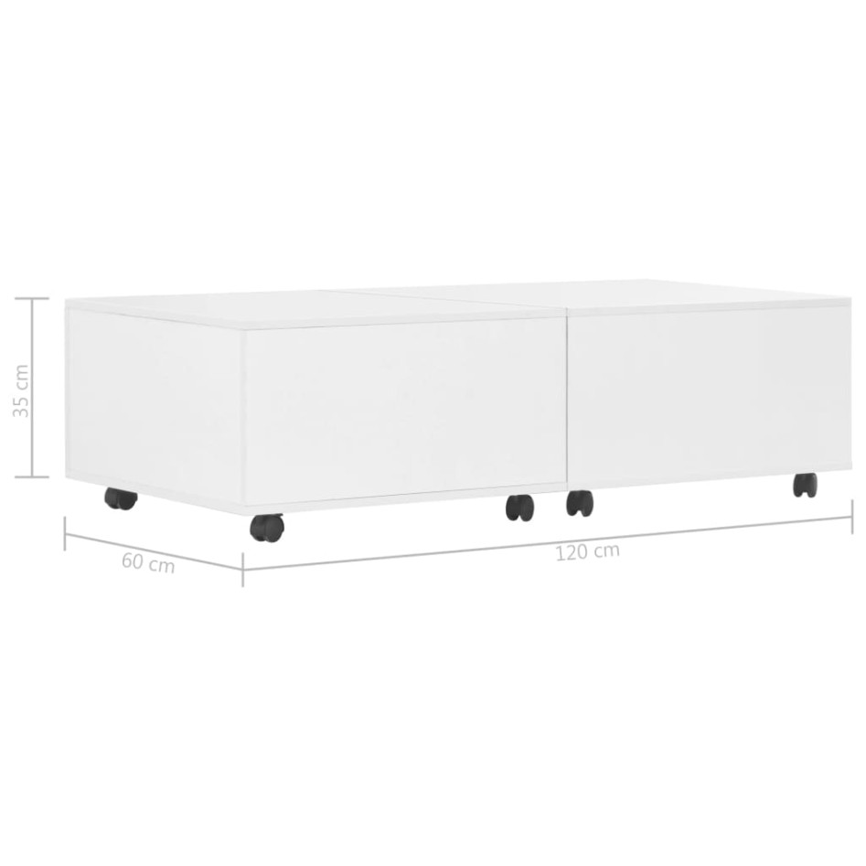 Mesa de centro blanco brillo 120x60x35