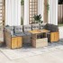 Set sofás jardín y cojines 8 pzas ratán sintético acacia