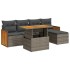 Set sofás jardín y cojines 6 pzas ratán sintético acacia