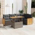 Set sofás jardín y cojines 6 pzas ratán sintético acacia