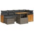 Set sofás jardín y cojines 7 pzas ratán sintético acacia