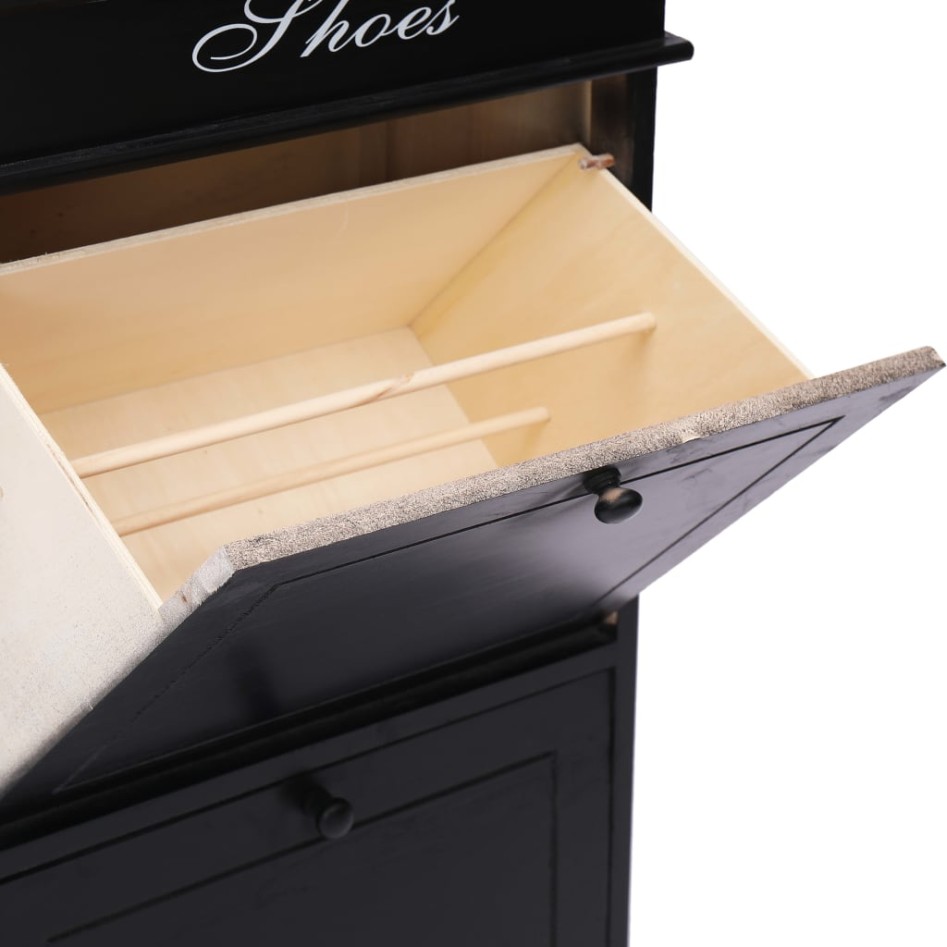 Mueble zapatero de madera de Paulownia negro 50x28x98