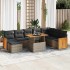Set sofás jardín y cojines 9 pzas ratán sintético acacia