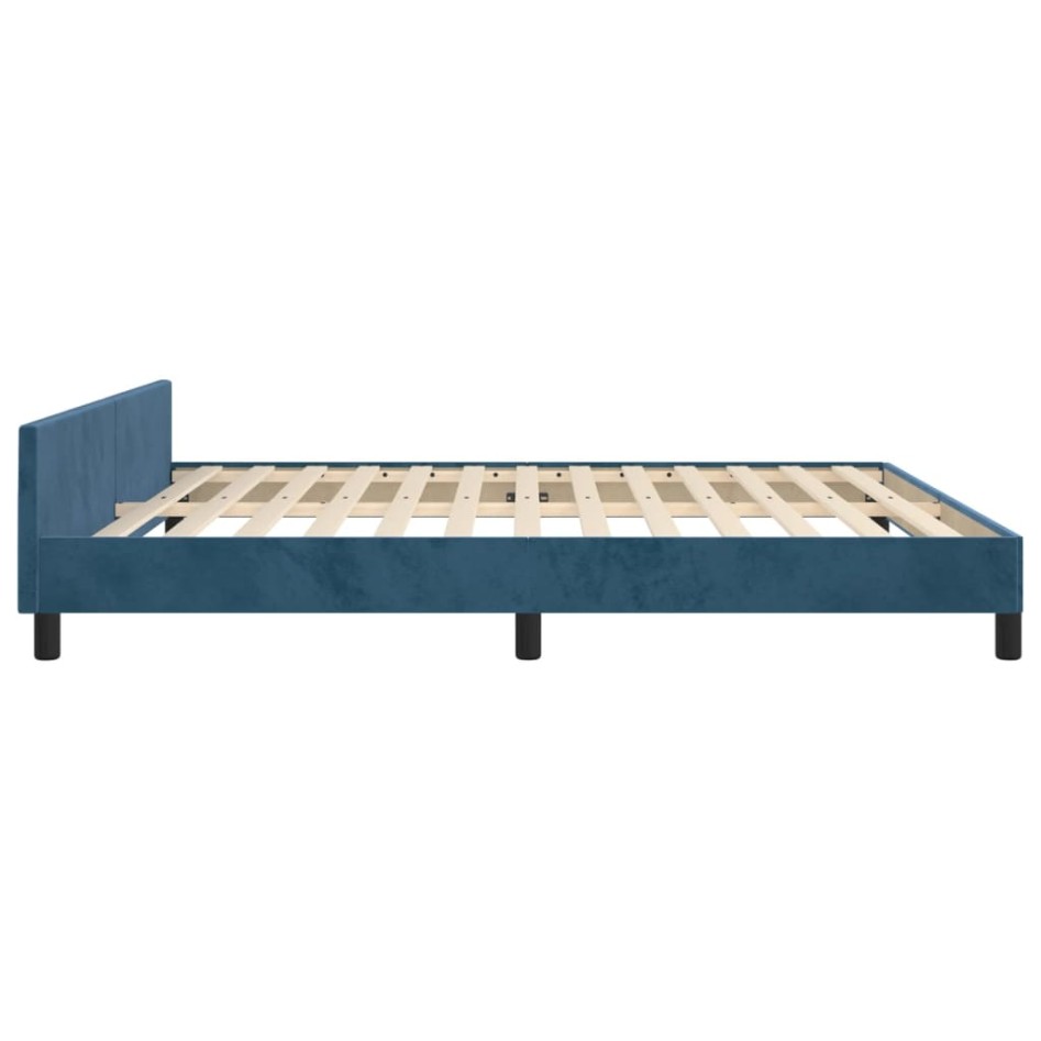Estructura cama con cabecero terciopelo azul oscuro 180x200