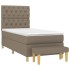 Cama box spring con colchón tela gris taupe 80x200