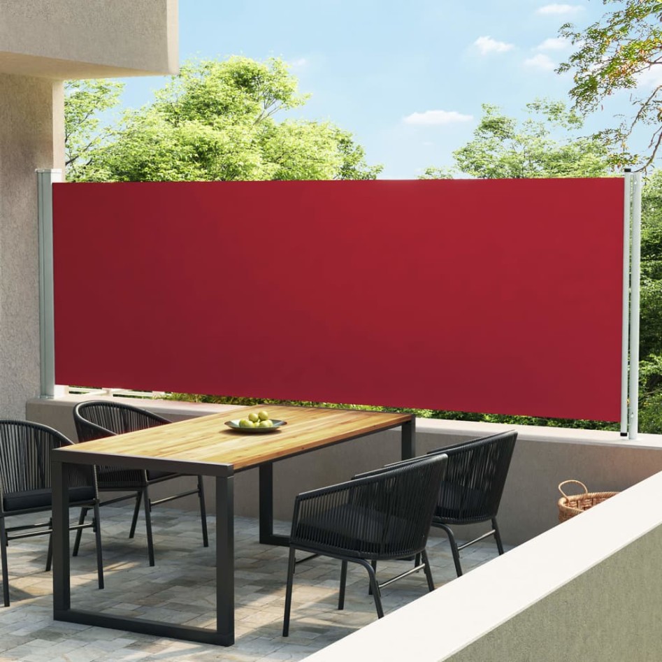 Toldo lateral retráctil para patio rojo 600x160
