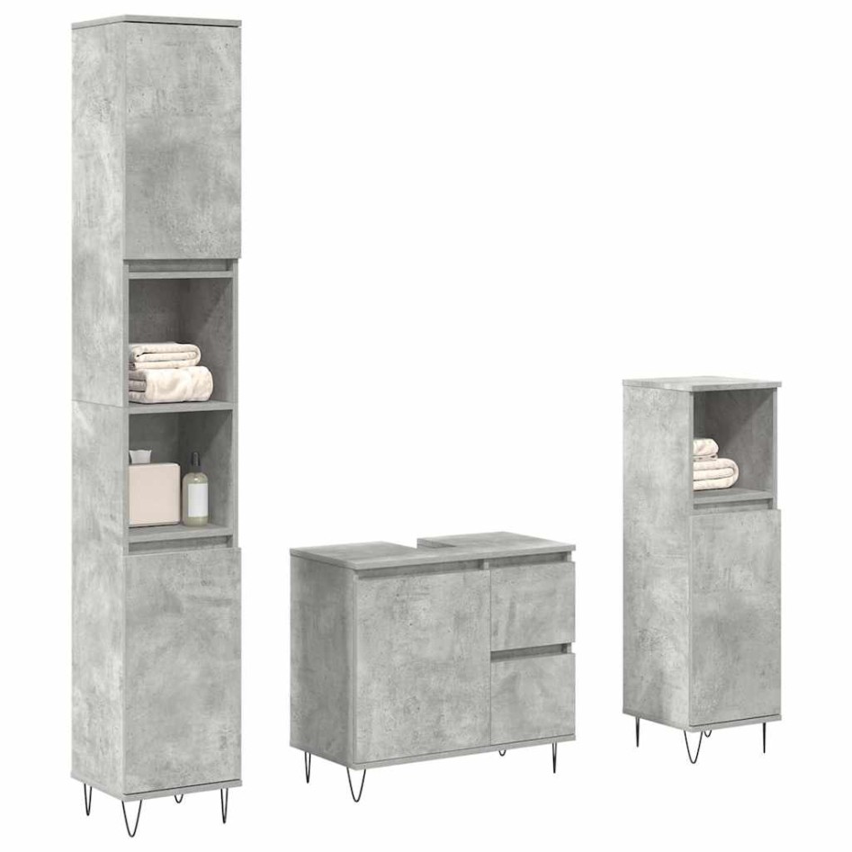 Set muebles de baño 2 piezas madera contrachapada gris