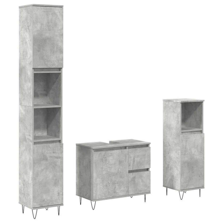 Set muebles de baño 2 piezas madera contrachapada gris