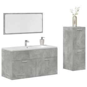Set muebles de baño 2 piezas madera contrachapada gris