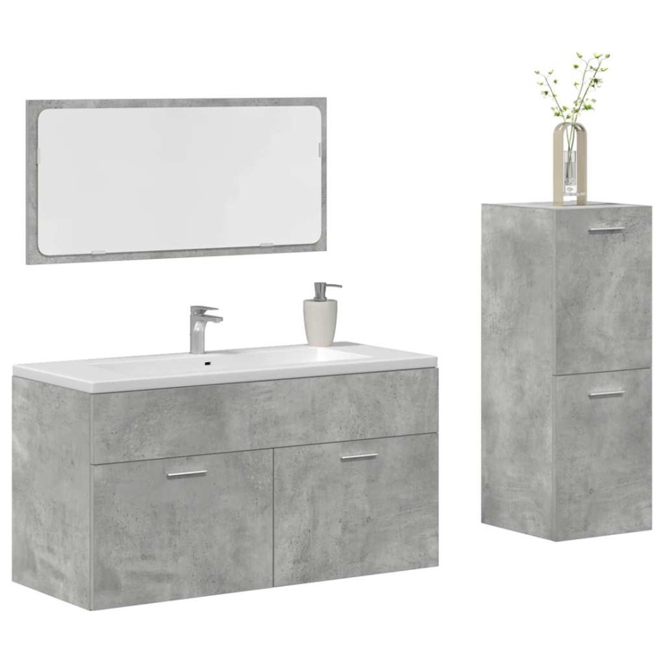 Set muebles de baño 2 piezas madera contrachapada gris