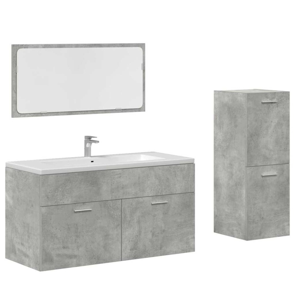 Set muebles de baño 2 piezas madera contrachapada gris