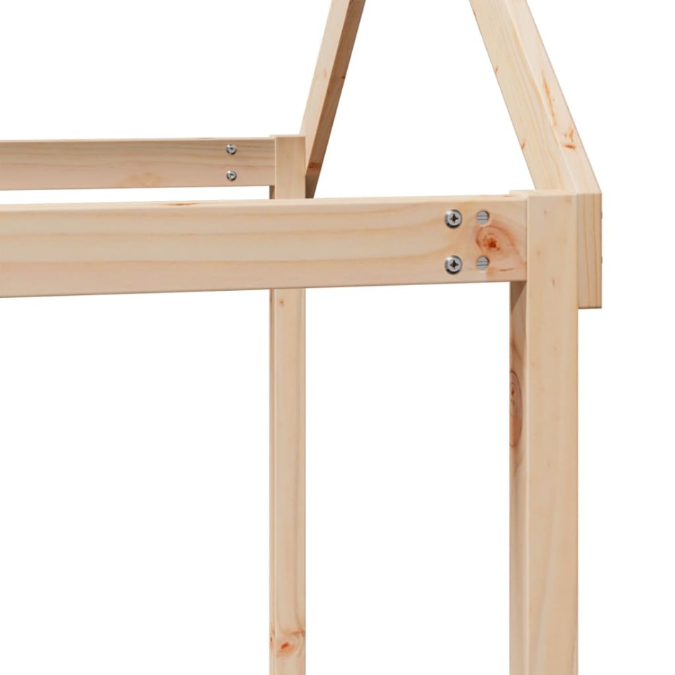 Cama alta con techo madera maciza de pino 80x200