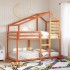 Cama con techo madera maciza pino marrón 80x200